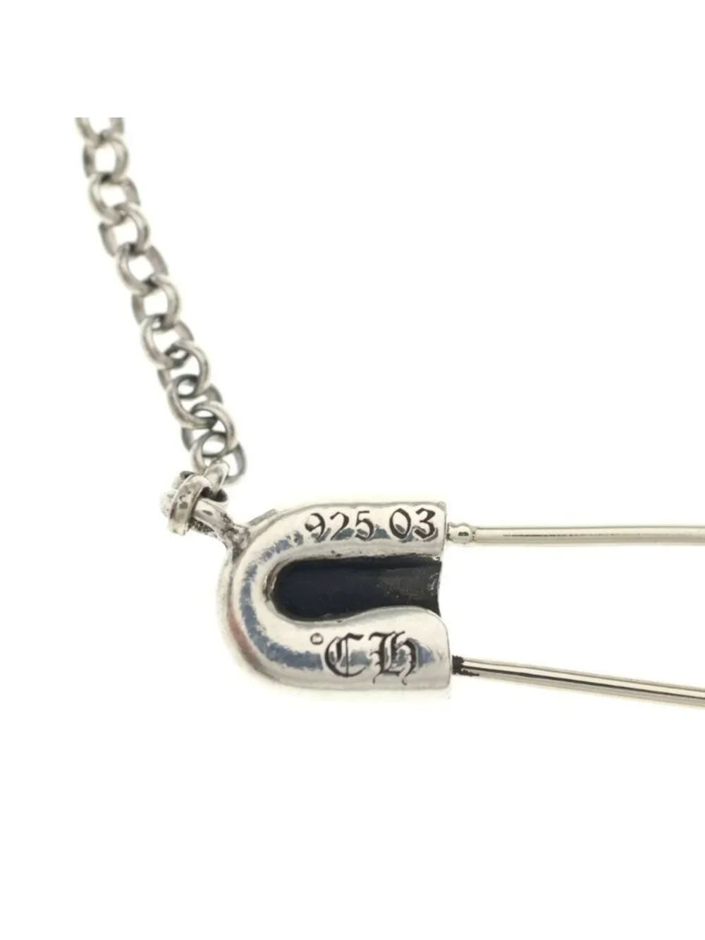 Chrome Hearts Safety Pin Roll Chain Silver Necklace